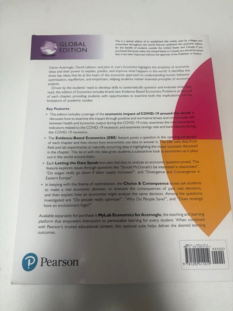 ビジネス・経済 3E Economics ACEMOGLU LAIBSON LIST