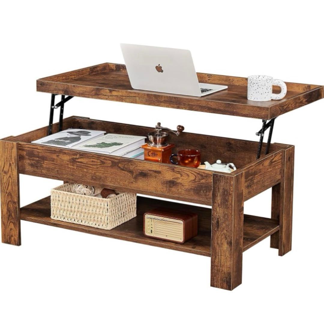 昇降式テーブル ローテーブル 幅49cm×奥行97cm×高さ39cm