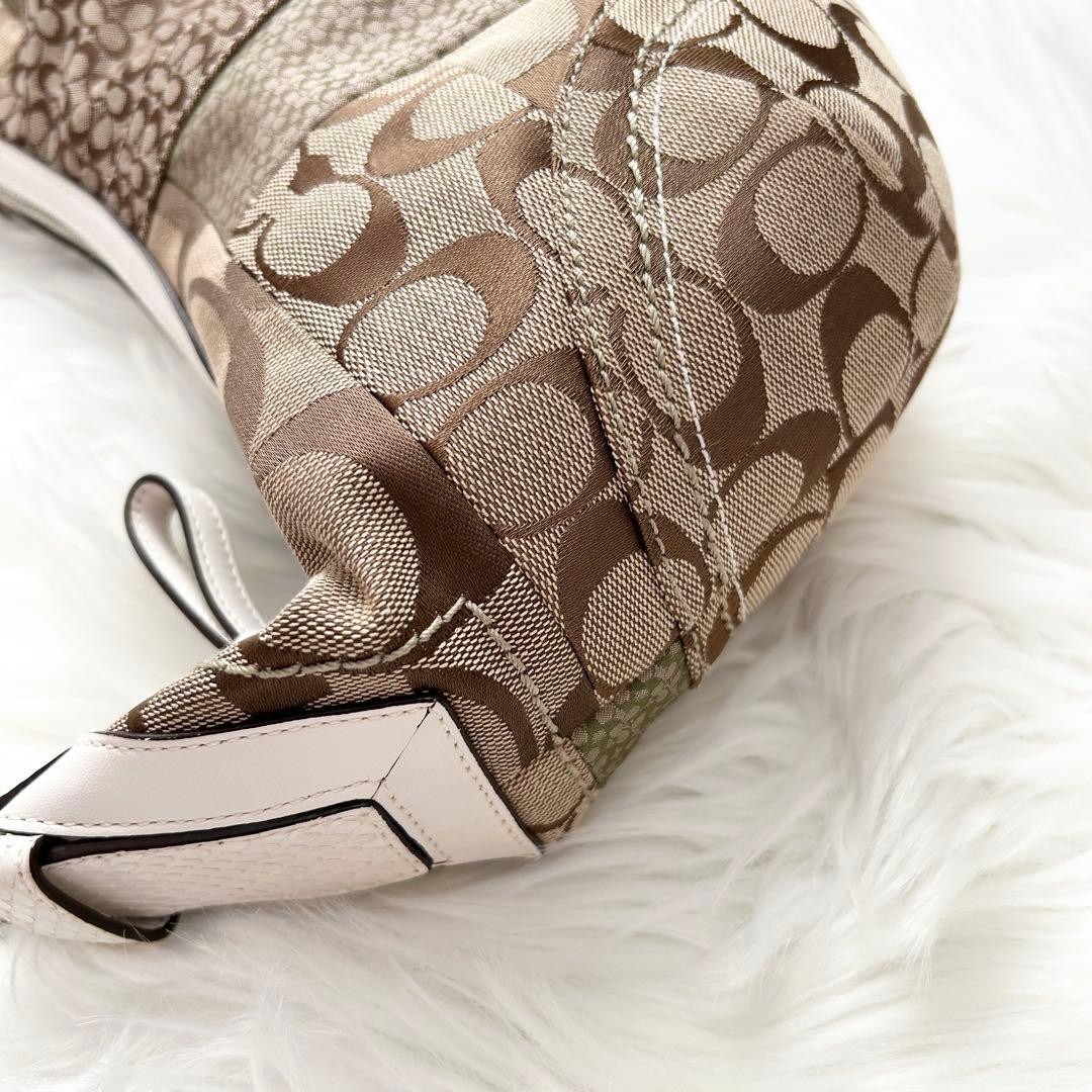 COACH 10086 ワンショルダーバッグ　パッチワーク　キャンバス　レザー