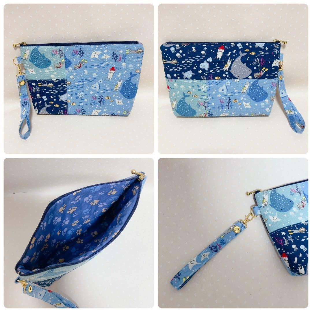 chibinyanco。 テントポーチ エコバッグ ねこ生地パッチワーク