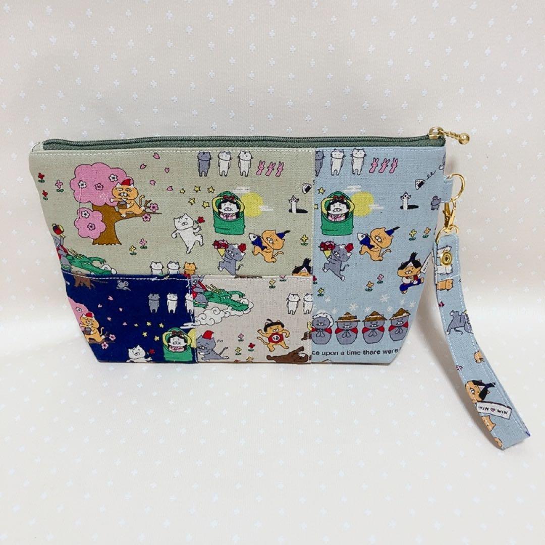 chibinyanco。 テントポーチ エコバッグ ねこ生地パッチワーク