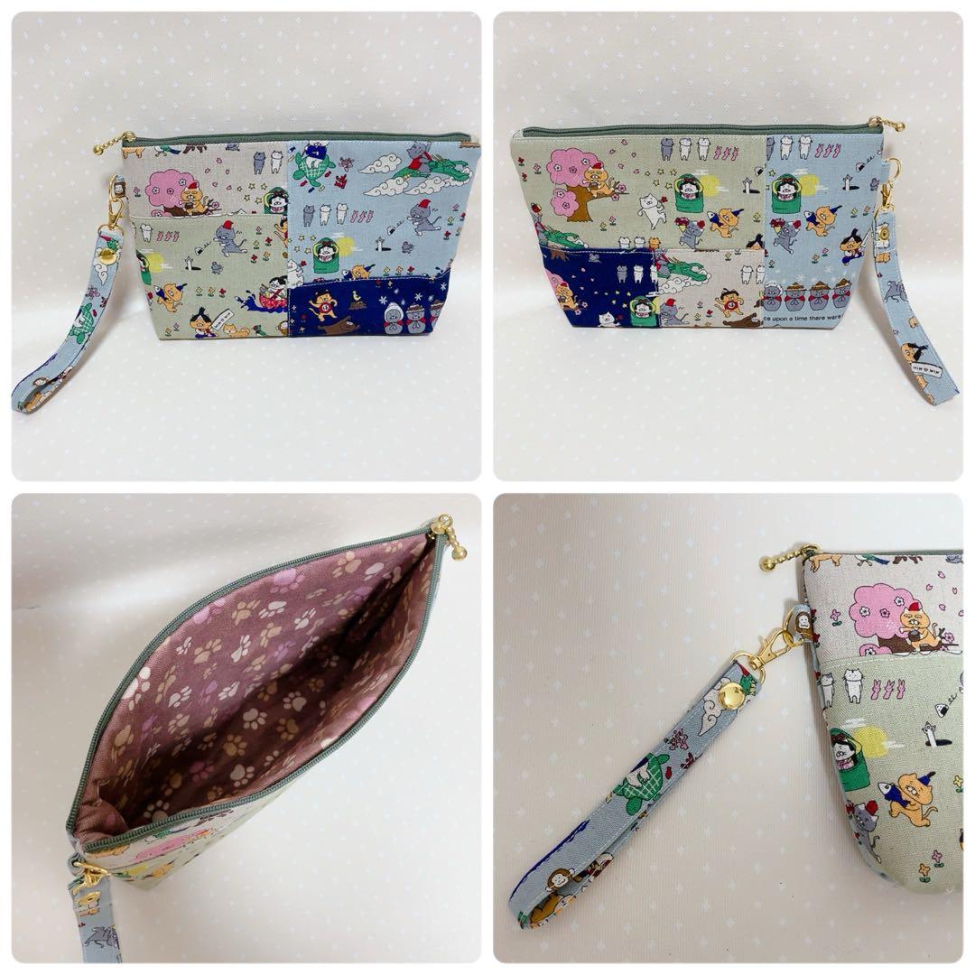 chibinyanco。 テントポーチ エコバッグ ねこ生地パッチワーク