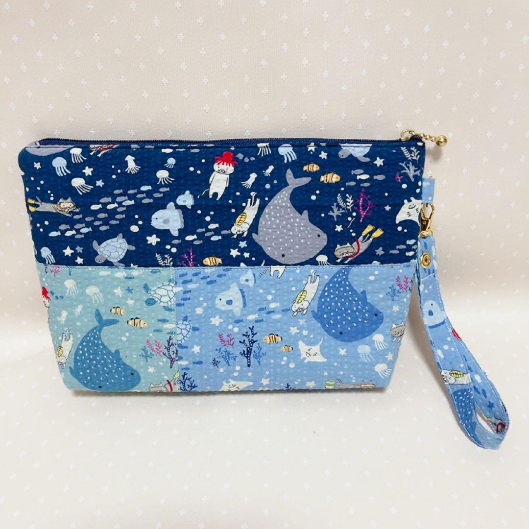 chibinyanco。 テントポーチ エコバッグ ねこ生地パッチワーク