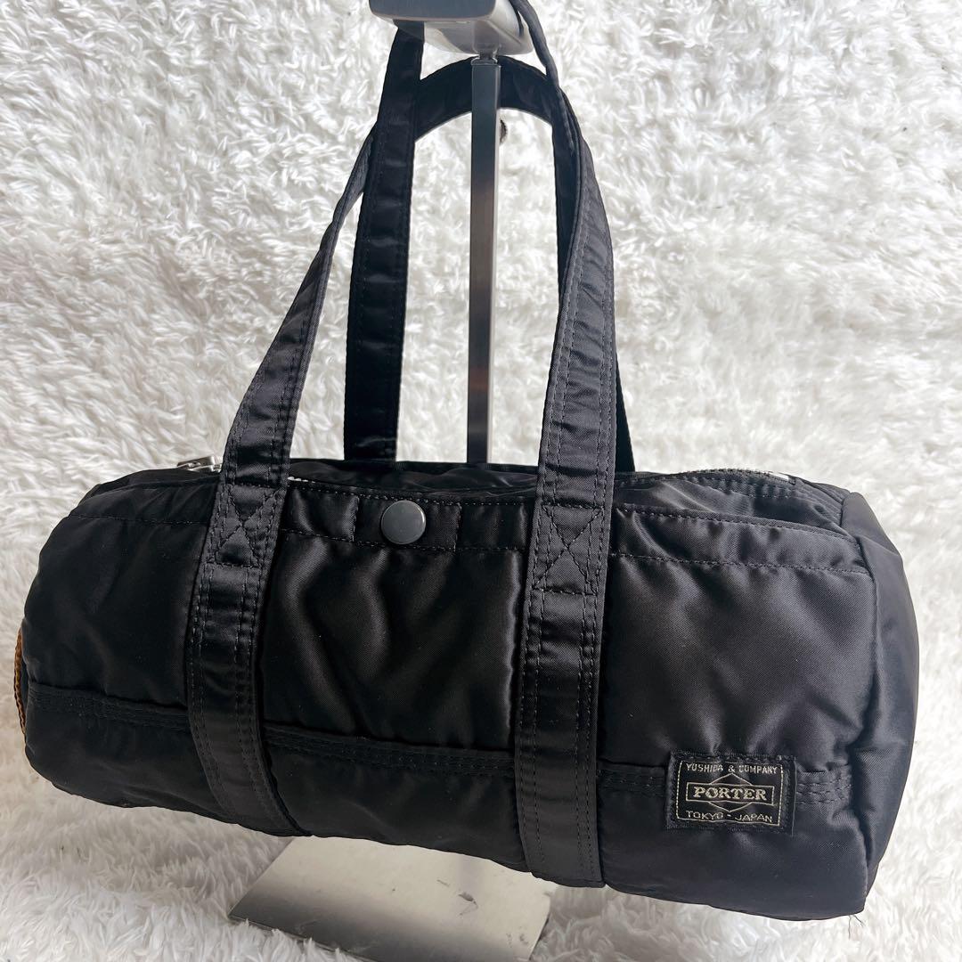 未使用級 ポーター タンカー ミニボストン ブラック ドラムバッグ 肩がけ 黒