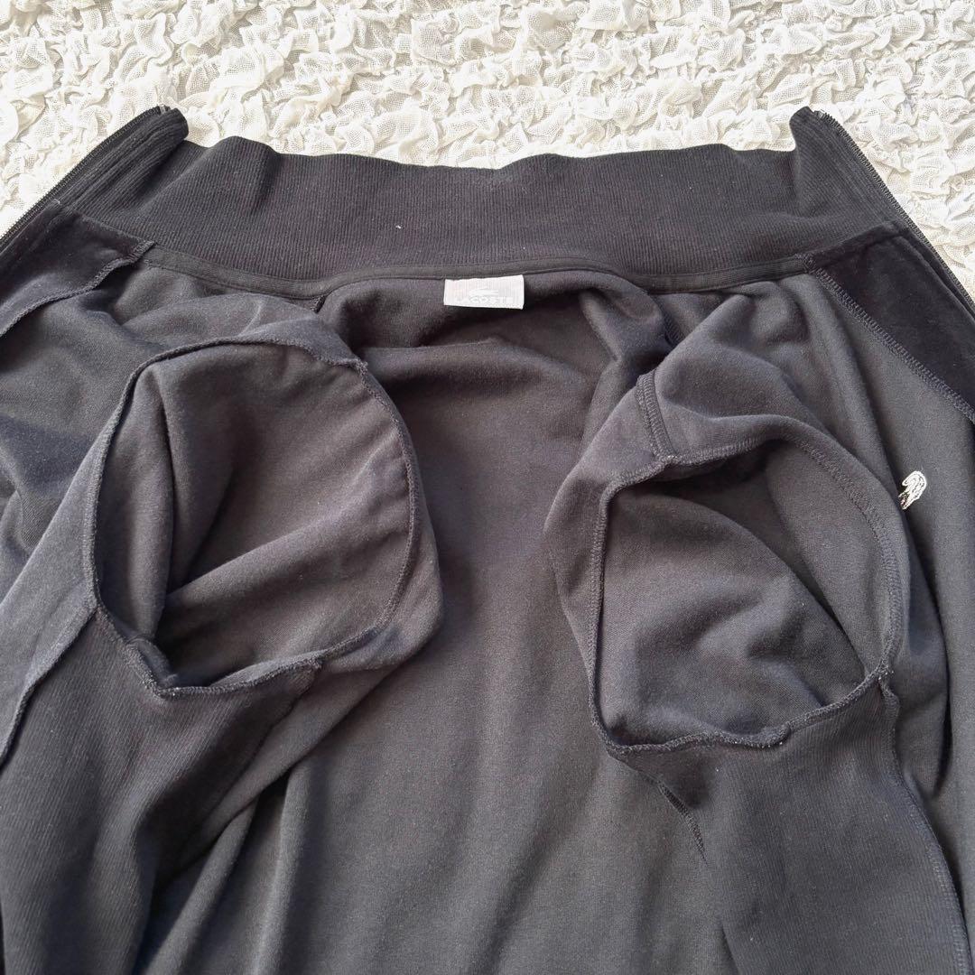 美品 ラコステ トラックジャケット ジャージ ベロア 光沢 ダブルジップ 白ワニ