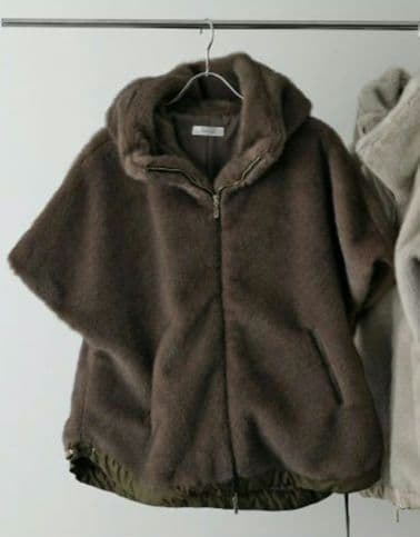 Eimee Law スタンドネックミンクファージャケットコート モカブラウン