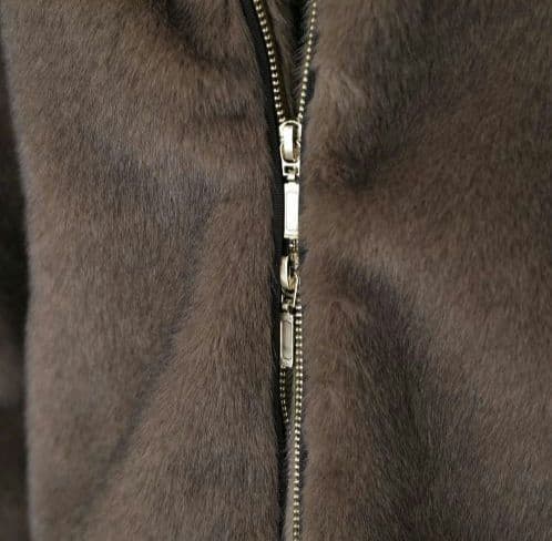 Eimee Law スタンドネックミンクファージャケットコート モカブラウン