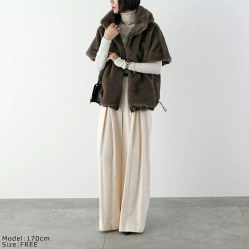 Eimee Law スタンドネックミンクファージャケットコート モカブラウン