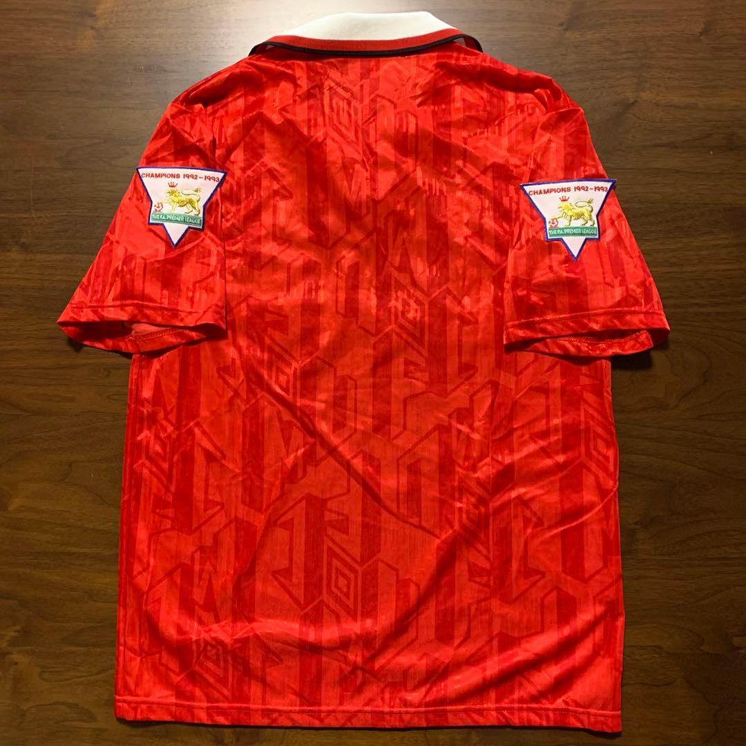 正規品 マンチェスターU 1992-93プレミアリーグ優勝記念刺繍入ホームシャツ
