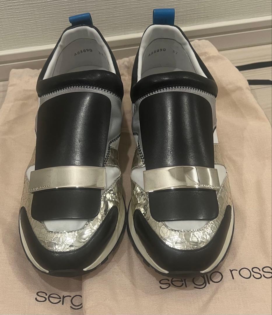 大値下げ！【美品】sergio rossi スニーカー ブラック/シルバー　37