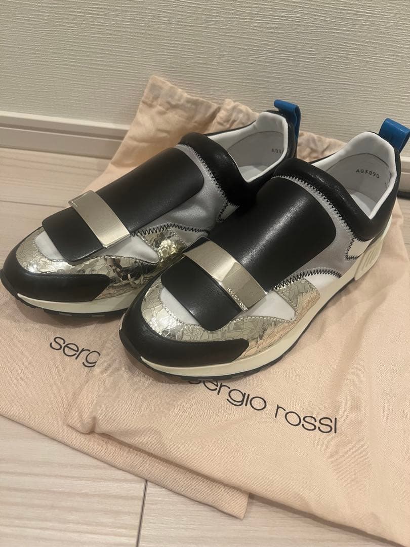 大値下げ！【美品】sergio rossi スニーカー ブラック/シルバー　37
