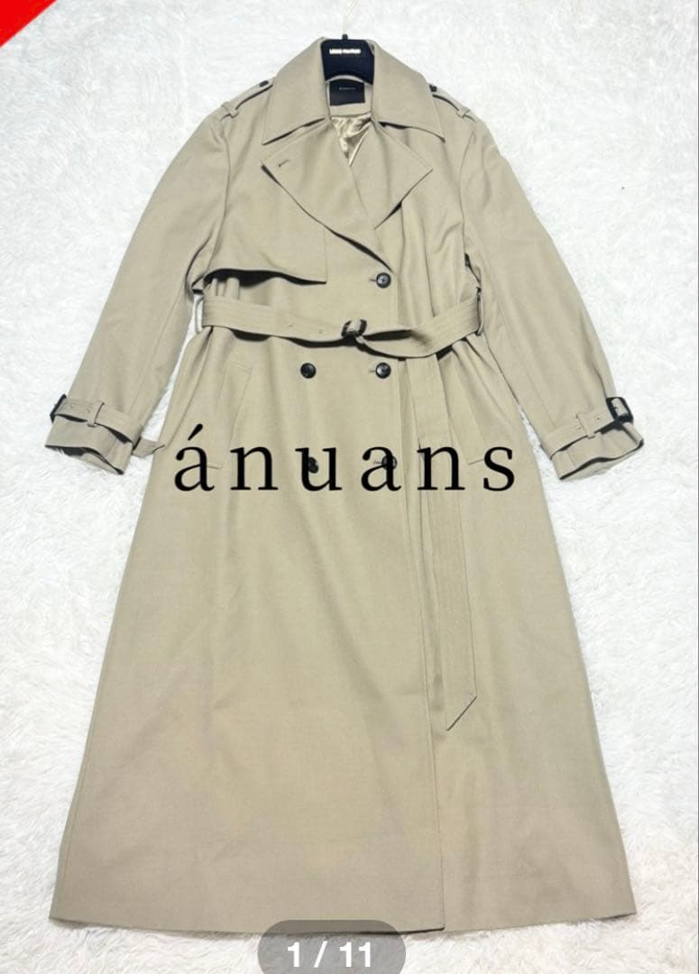 【美品】 anuans ウールギャバジントレンチコート