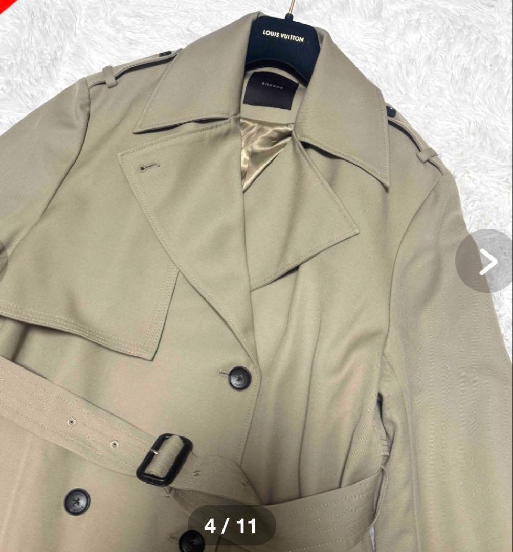 【美品】 anuans ウールギャバジントレンチコート