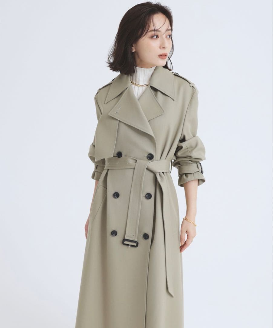 【美品】 anuans ウールギャバジントレンチコート