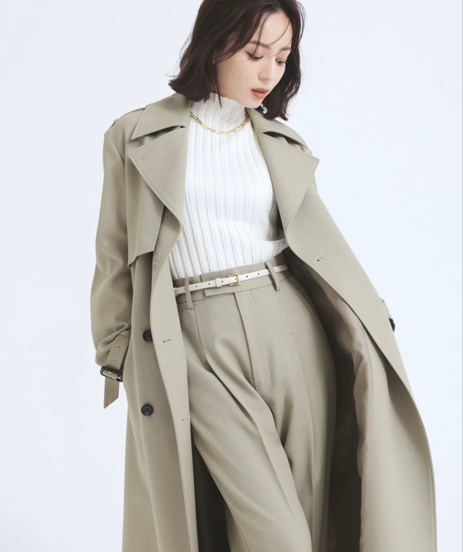 【美品】 anuans ウールギャバジントレンチコート