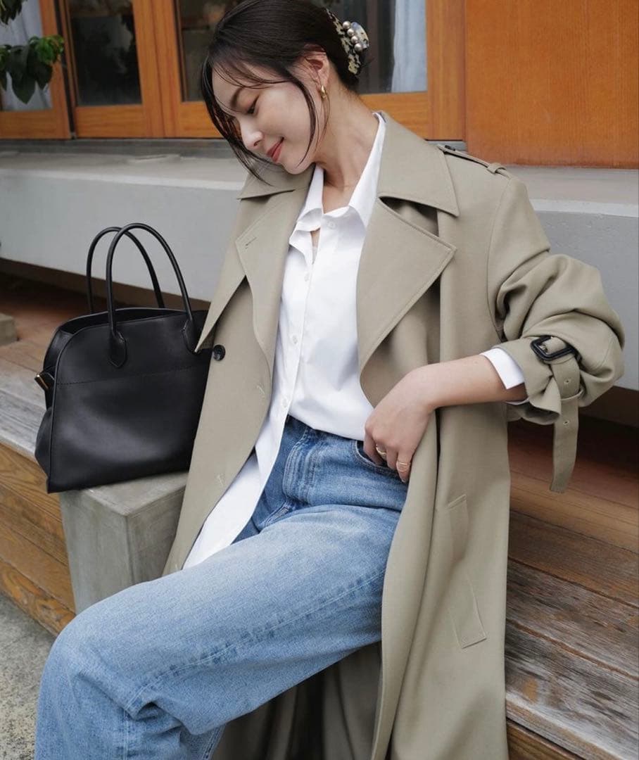 【美品】 anuans ウールギャバジントレンチコート