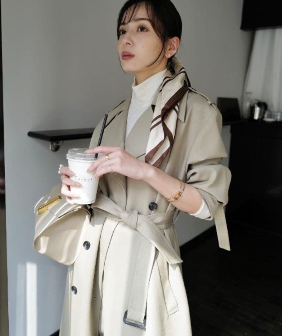 【美品】 anuans ウールギャバジントレンチコート