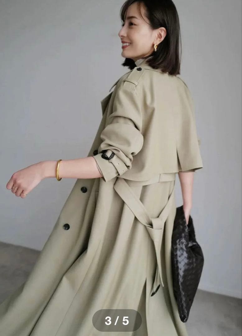 【美品】 anuans ウールギャバジントレンチコート