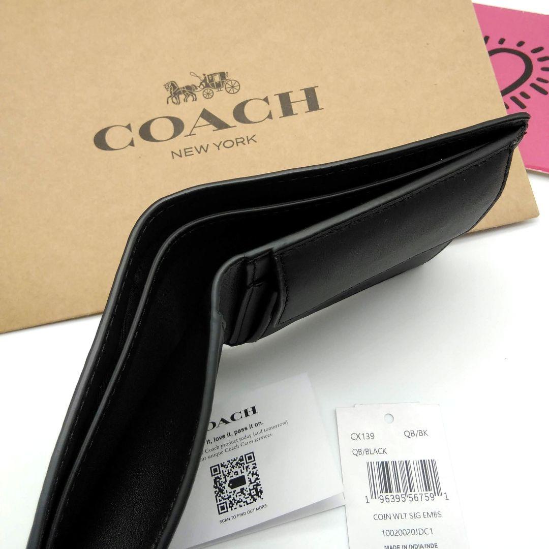 新作　新作　COACH　折り財布　シグネチャーレザー　メンズ　人気の小銭入れ付き