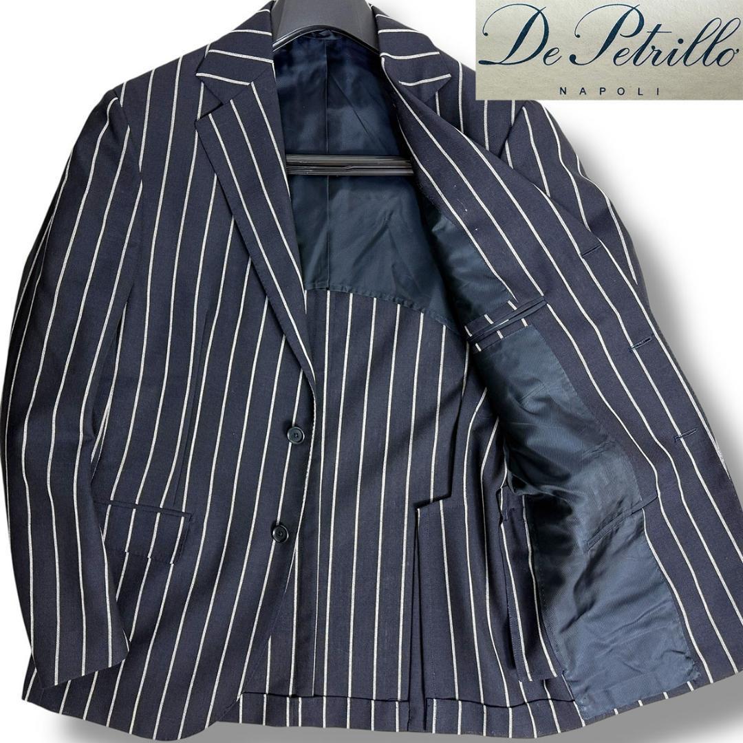 J6451超美品 デペトリロ Napoliチョークストライプジャケット 紺 50