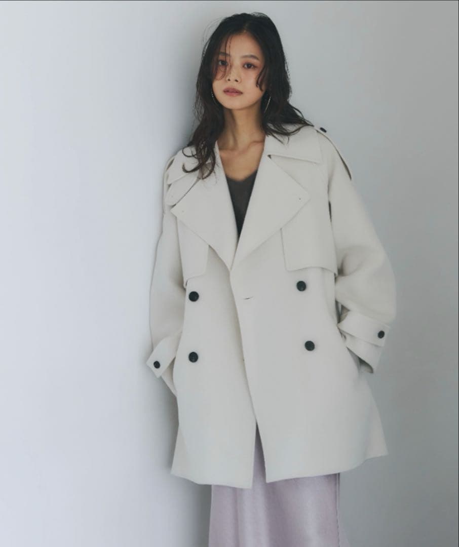 アニュアンス　リバーウールミドルトレンチコート　ECRU