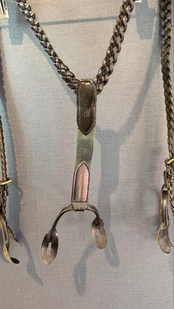 ラルフローレン　レザーサスペンダー　英国製