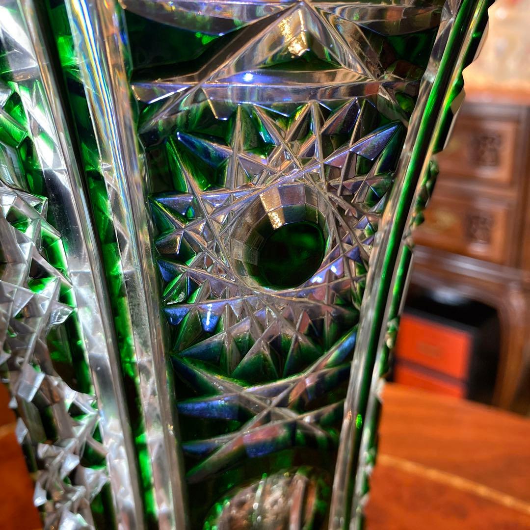 西ドイツ製　R KUNZE クリスタル　切子　花瓶　フラワーベース　置物　レア