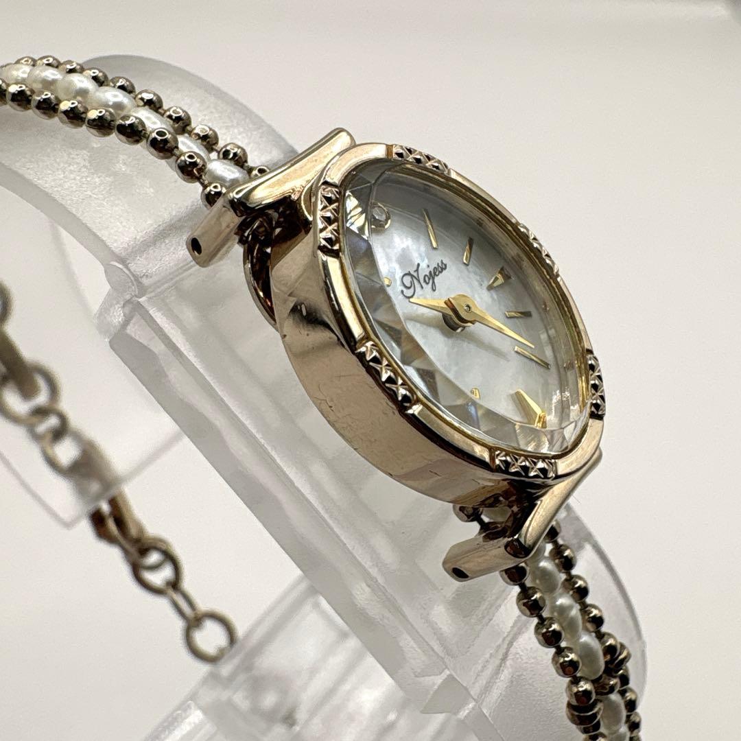 【稼働品】NOJESS ノジェス 腕時計 シェル文字盤 ゴールド パールブレス