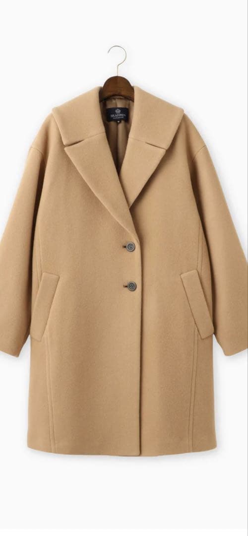 ベージュ ウールチェスターコート