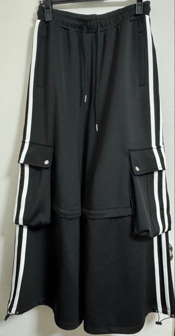 REFLEM 2WAYワイドカーゴトラックパンツ ブラック×ホワイト