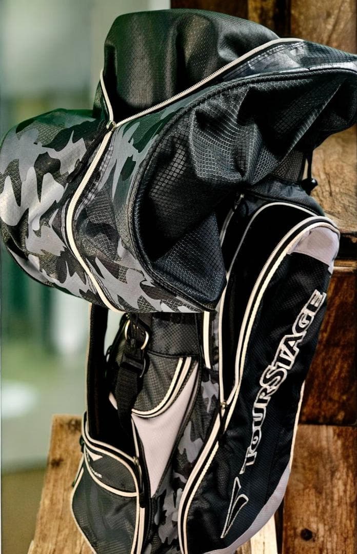 送料無料/超美品TOURSTAGE キャディバッグ ブラック/カモフラージュ