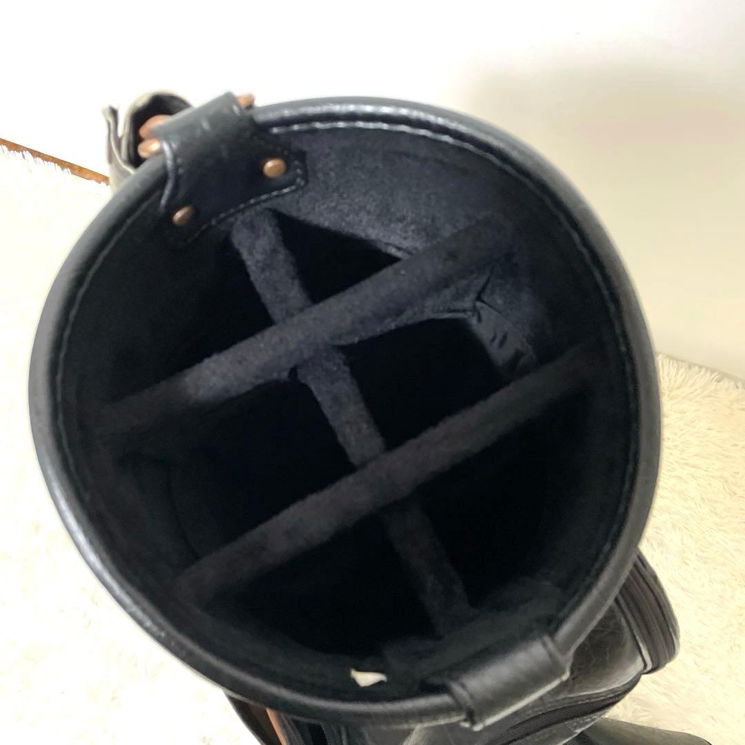 【オールレザー✨】テーラーメイド 本革 キャディバッグ 黒×ブロンズ カート型