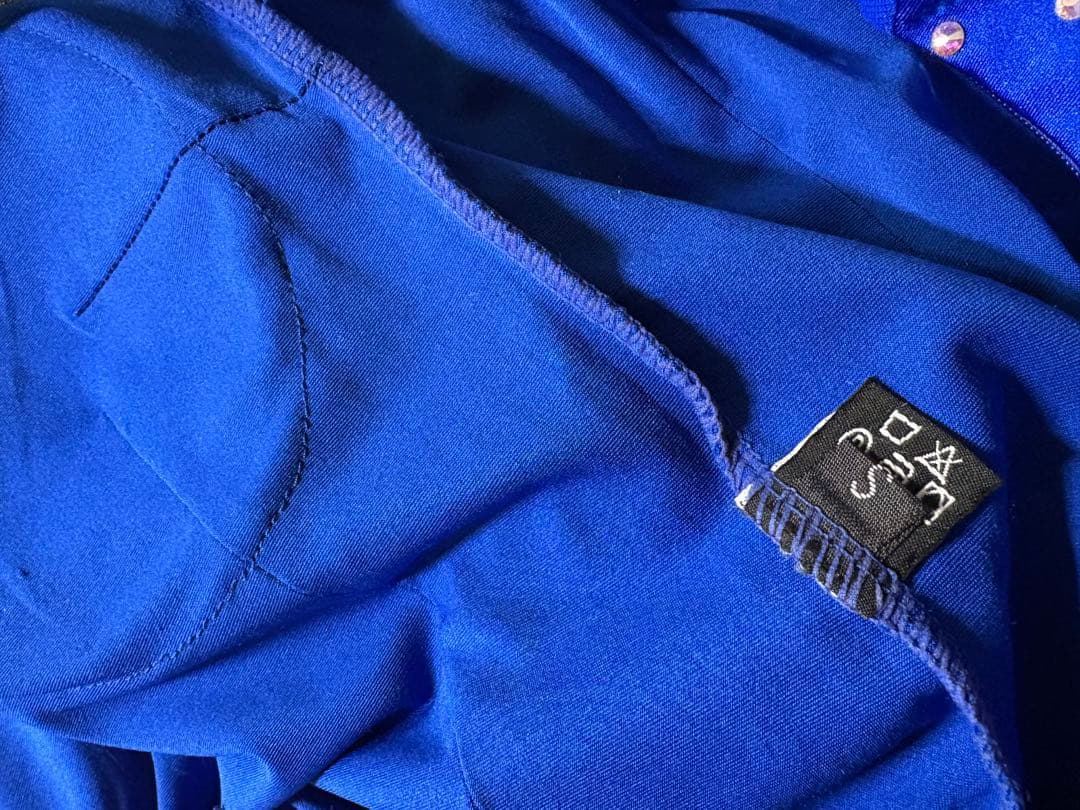 社交ダンスドレス 青 オフショルダー