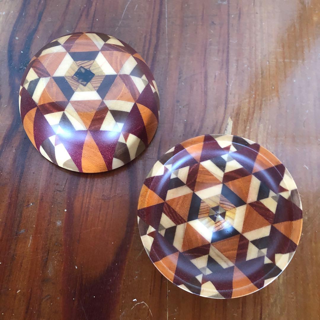 寄木細工 箱根細工 かなざし 金指 無垢 りんご 小物入れ 林檎 合子 工芸品