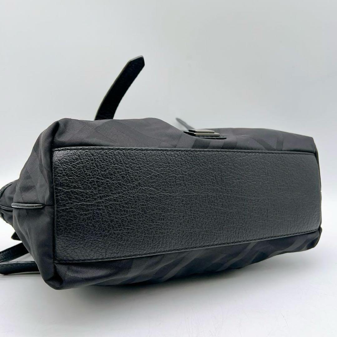 美品 BURBERRY シャドーチェック ナイロン チェーン トートバッグy10