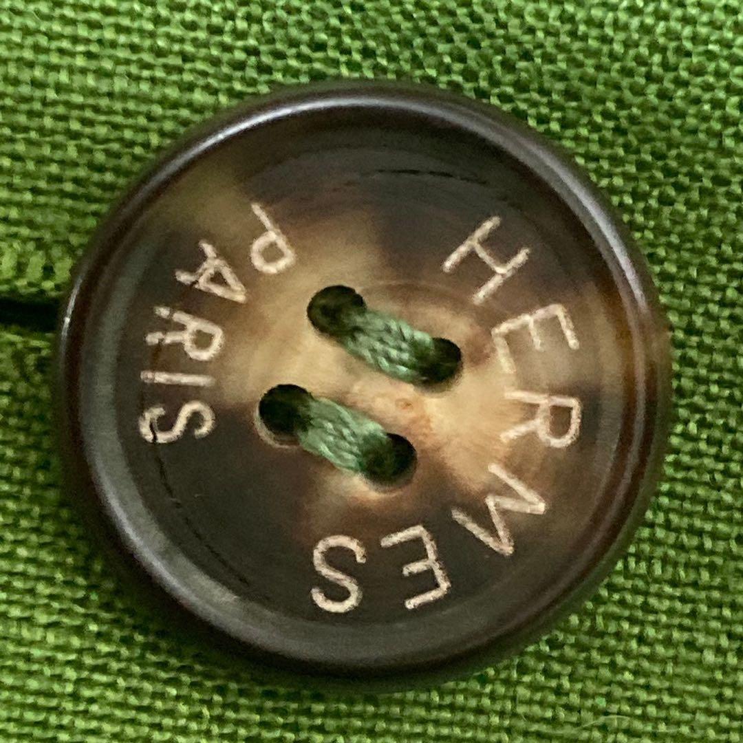 超希少　エルメス　スカートスーツ　サマースーツ　ダブルブレスト　リネン　40