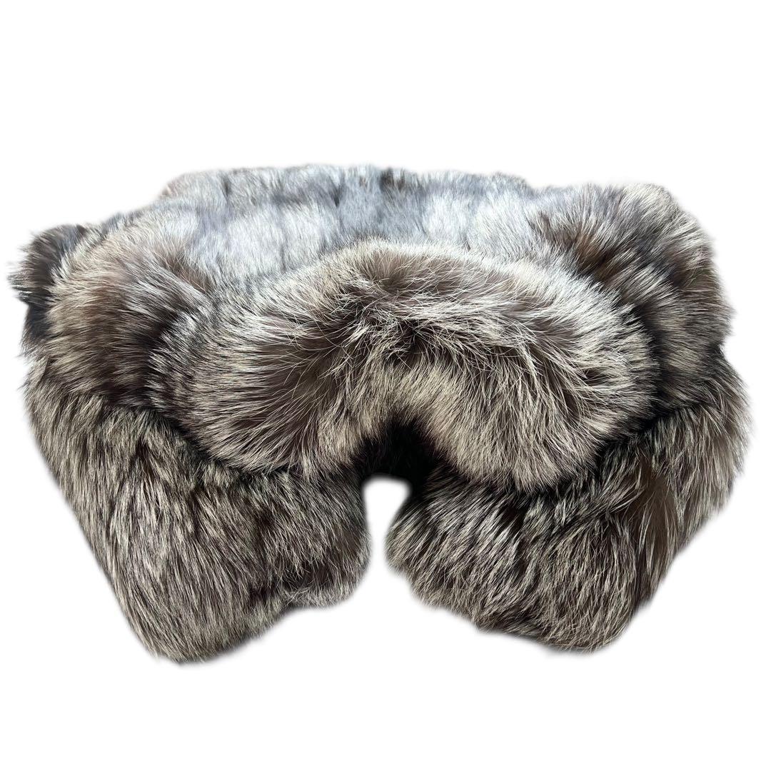 肉厚ボリューム◎ 着丈80cm シルバーフォックス リアルファーコート 本毛皮