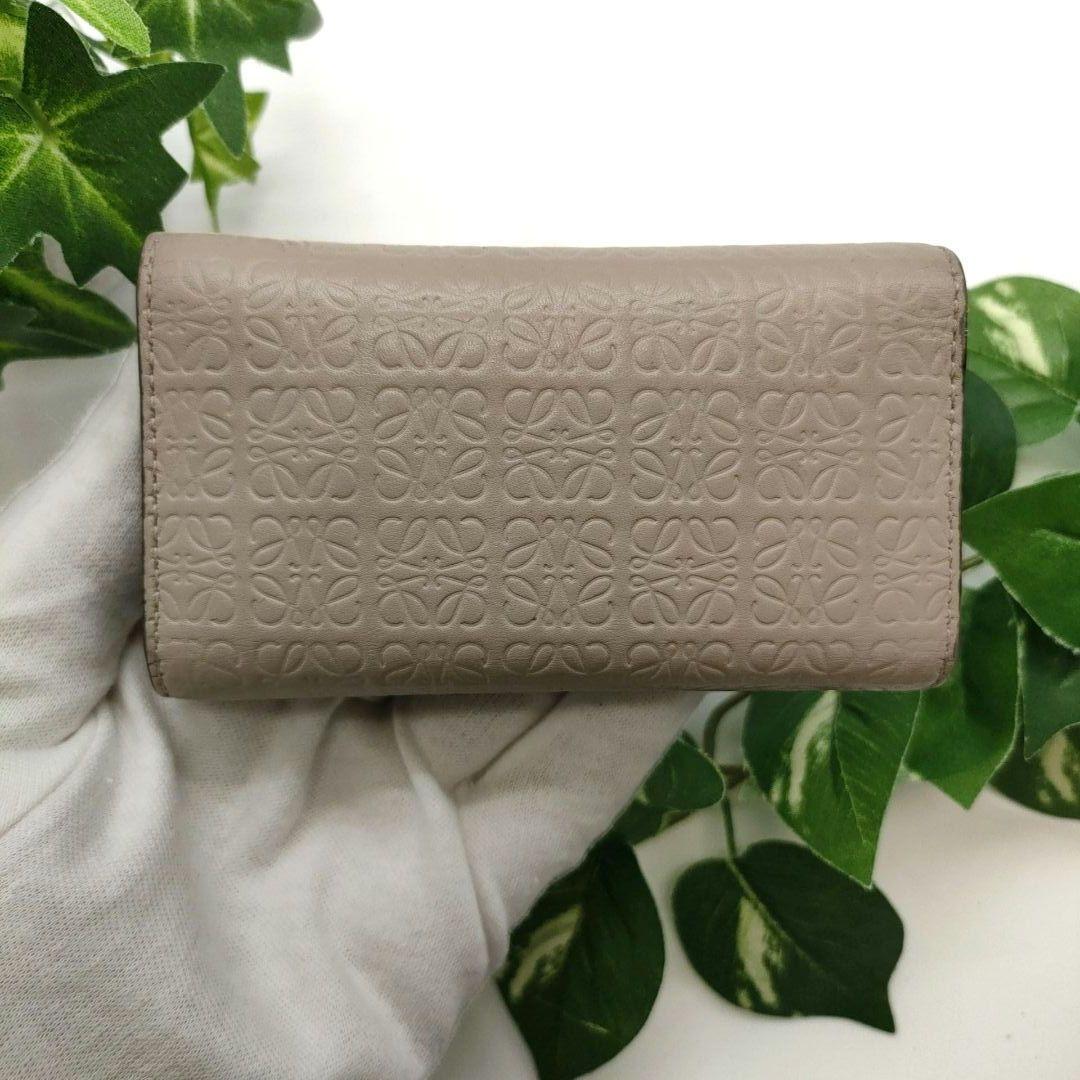 ロエベ　6連キーケース　リピートアナグラム　ベージュ　ライトオーツ