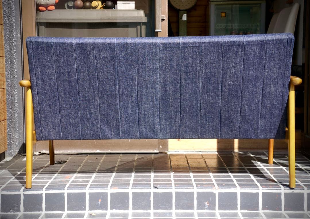 【カリモク60】【クッション付】Kチェア 2シーター 岡山産セルビッチデニム