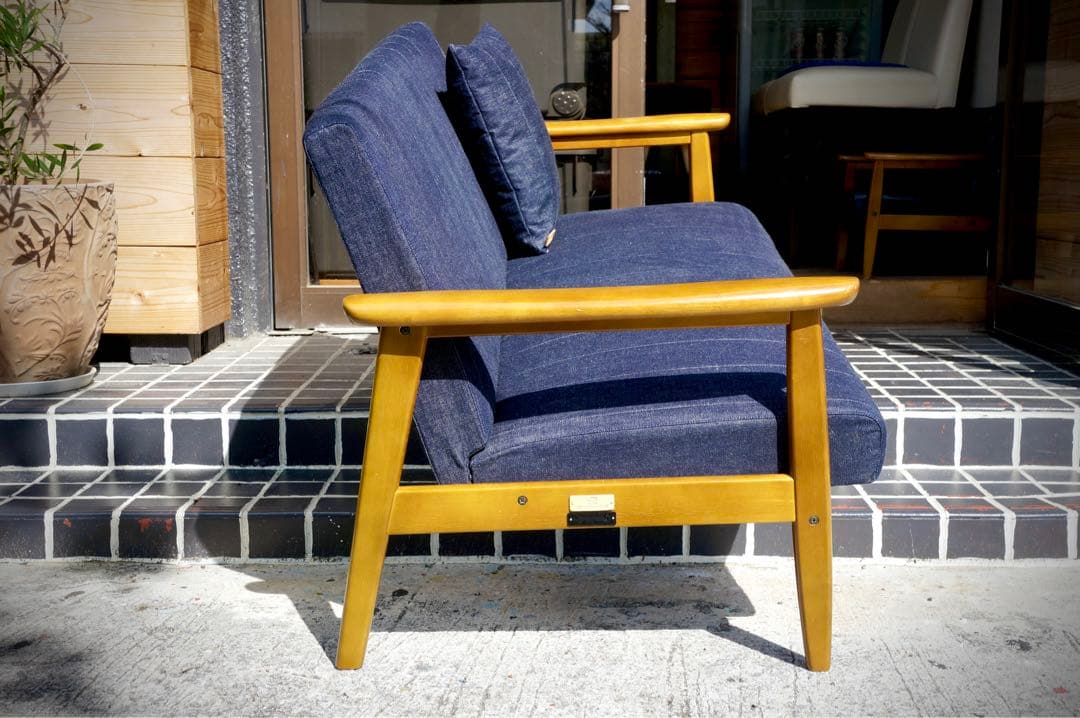 【カリモク60】【クッション付】Kチェア 2シーター 岡山産セルビッチデニム