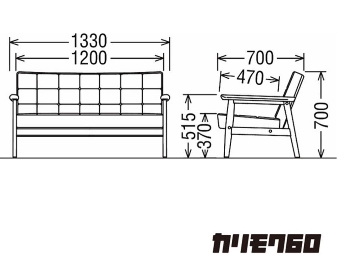 【カリモク60】【クッション付】Kチェア 2シーター 岡山産セルビッチデニム