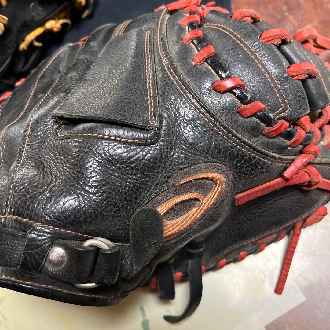 アシックス 軟式グローブ GGH 黒/赤 収納袋付き