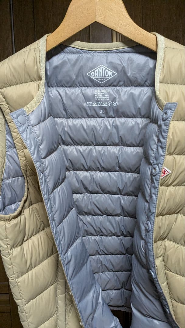 DANTON ベージュ キルティングダウンベスト サイズ36(Sサイズ相当)