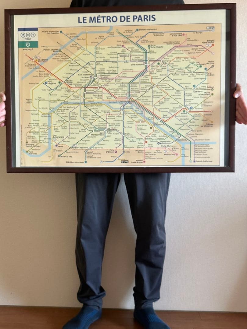 2011パリ市内メトロ路線図（フレーム付き）