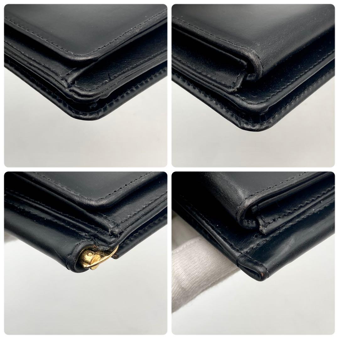 もち✨ グレンロイヤル マネークリップ 二つ折り財布 黒×金 レザー ロゴ