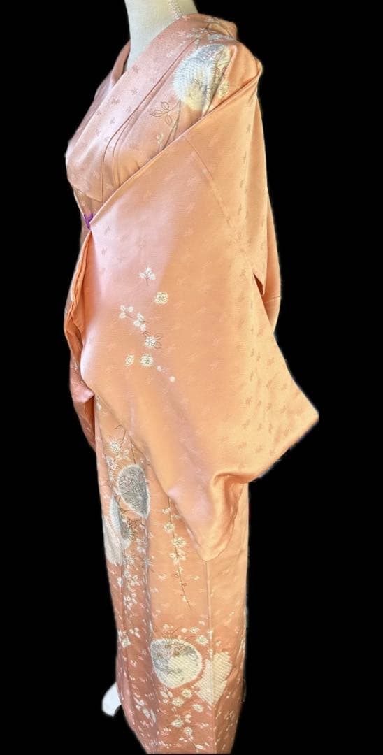 千總　訪問着　刺繍　絞り　枝垂れ桜　薄いピンク系　薄桃色　金糸　正絹