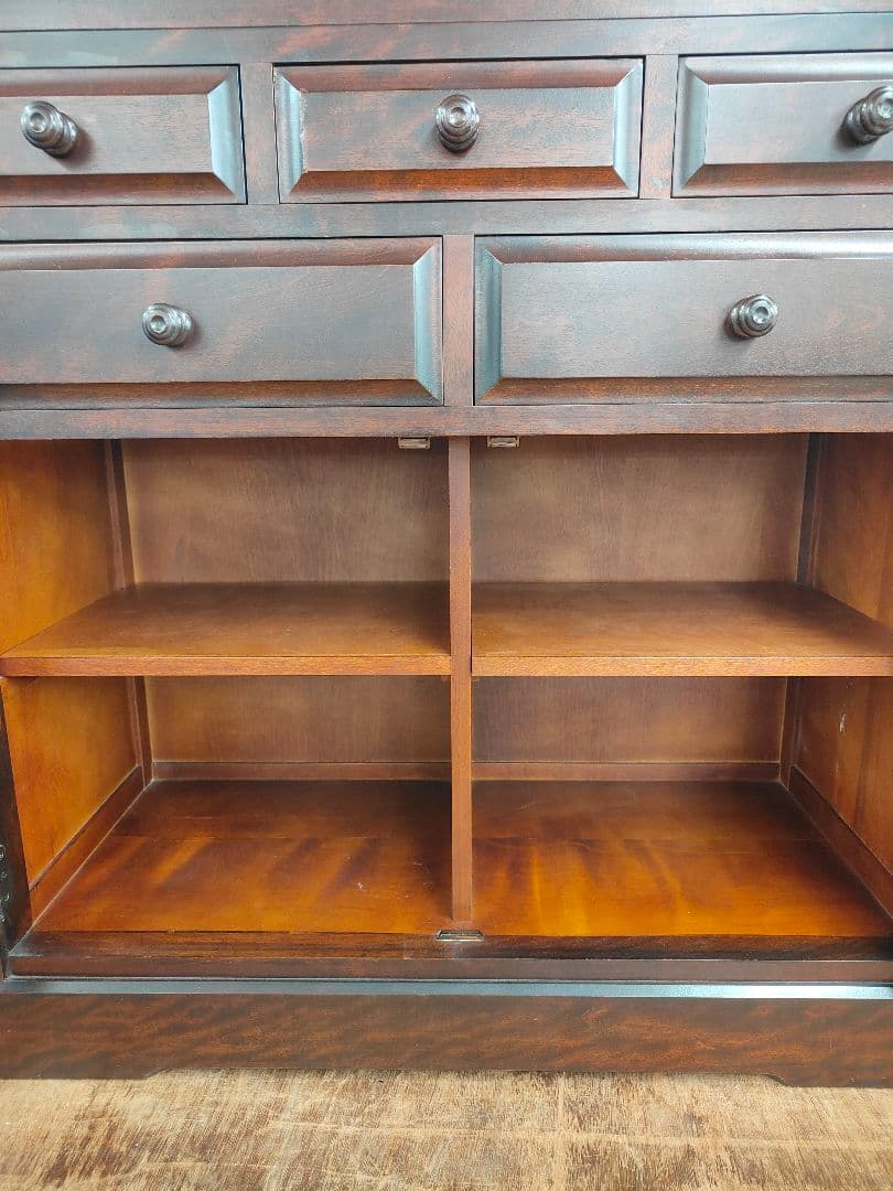 北海道民芸家具 食器棚 カップボード 飾り棚 キャビネット