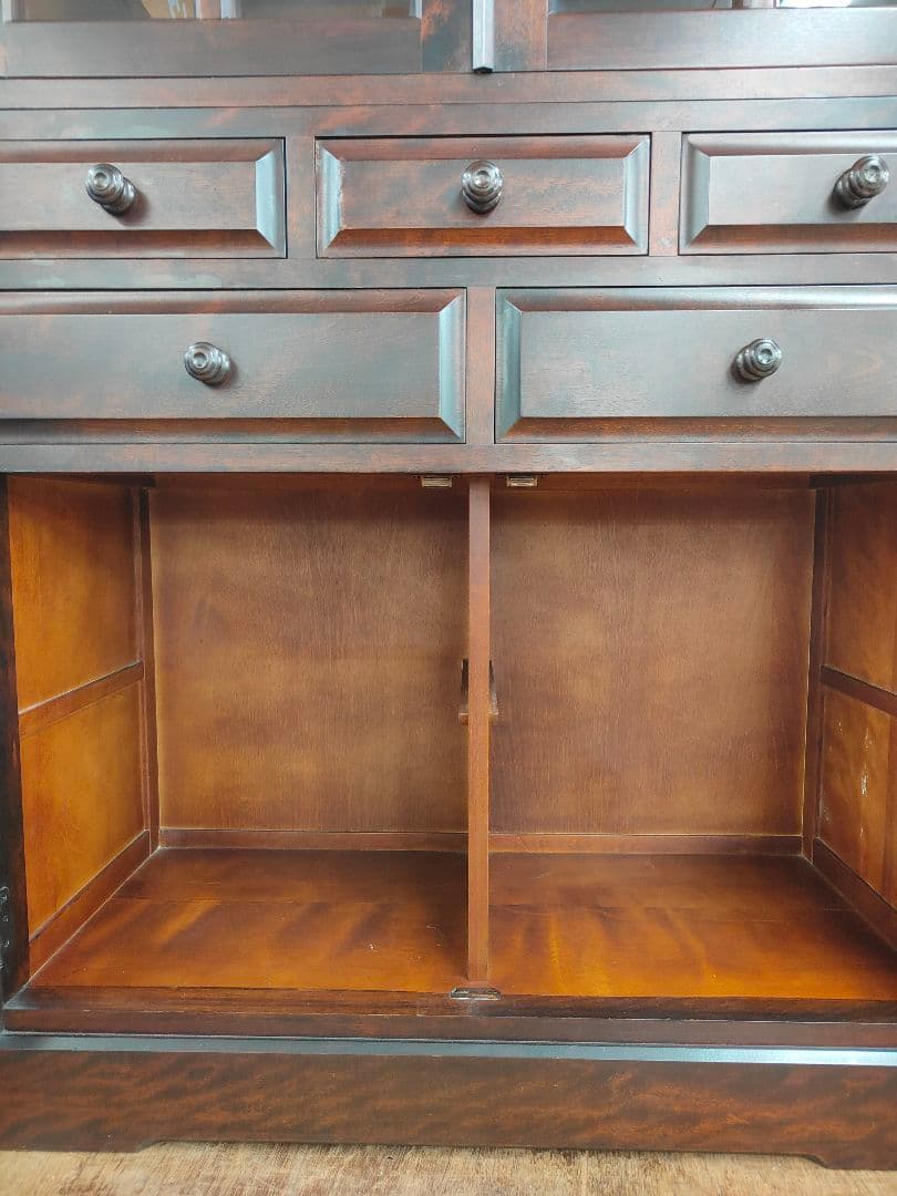 北海道民芸家具 食器棚 カップボード 飾り棚 キャビネット