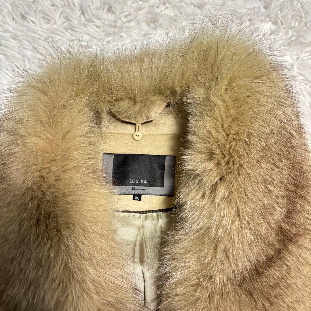 極美品/カシミヤ100％✨ルスーク チェスターコート フォックスファー 2way