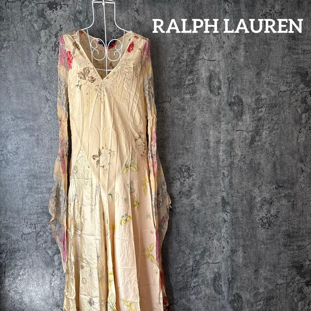 ⭐︎190 RALPH LAUREN ラルフローレン シルク ドレス 総柄 花